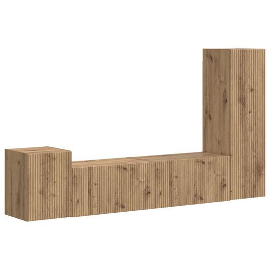 TV Cabinet Set Wall-mounted 4 pcs Artisan Oak Engineered Wood TV Cabinet Set Wall-mounted 4 pcs Artisan Oak Engineered Wood