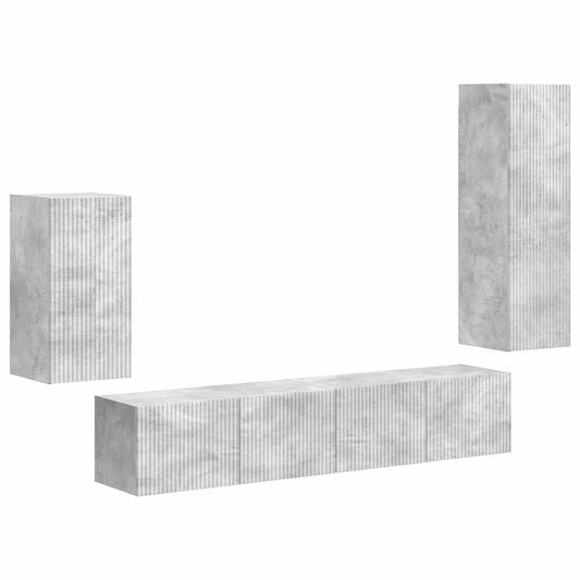 TV Cabinet Set Wall-mounted 4 pcs Concrete Grey Engineered Wood TV Cabinet Set Wall-mounted 4 pcs Concrete Grey Engineered Wood