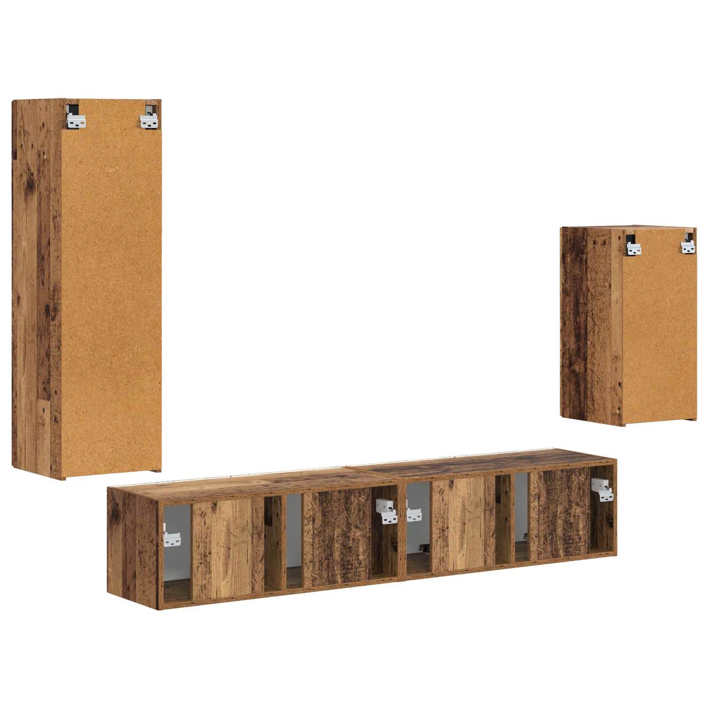 TV Cabinet Set Wall-mounted 4 pcs Old Wood Engineered Wood
