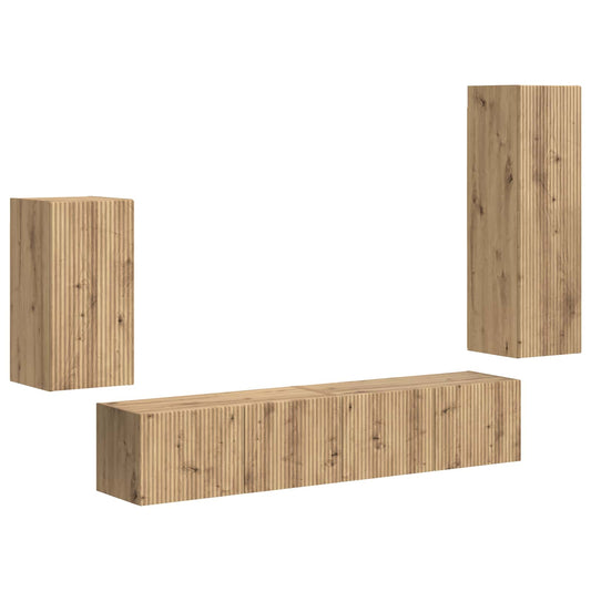 TV Cabinet Set Wall-mounted 4 pcs Artisan Oak Engineered Wood TV Cabinet Set Wall-mounted 4 pcs Artisan Oak Engineered Wood