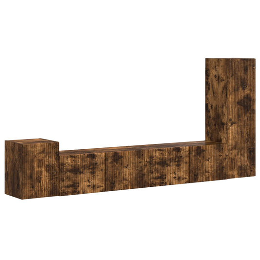 TV Cabinet Set Wall-mounted 3 pcs Smoked Oak Engineered Wood TV Cabinet Set Wall-mounted 3 pcs Smoked Oak Engineered Wood