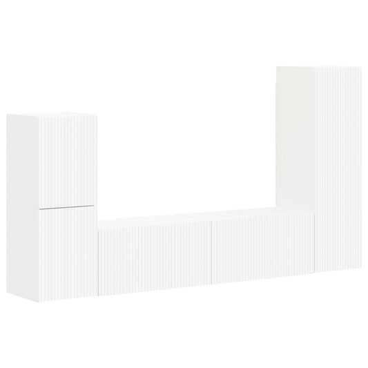 TV Cabinet Set Wall-mounted 4 pcs White Engineered Wood TV Cabinet Set Wall-mounted 4 pcs White Engineered Wood