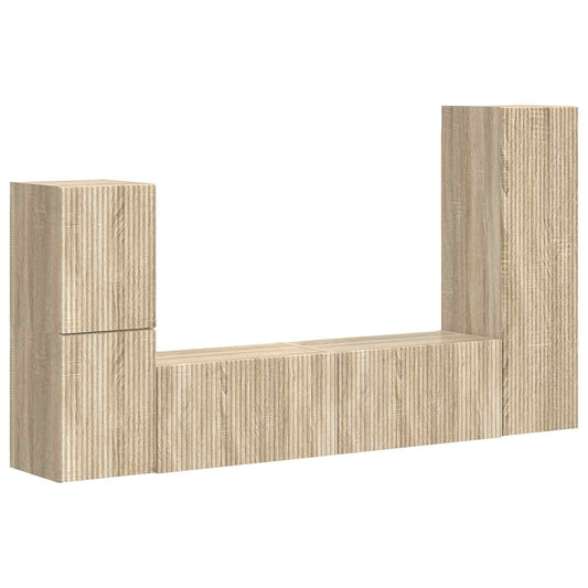TV Cabinet Set Wall-mounted 4 pcs Sonoma Oak Engineered Wood TV Cabinet Set Wall-mounted 4 pcs Sonoma Oak Engineered Wood