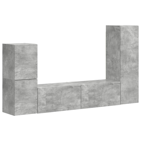 TV Cabinet Set Wall-mounted 4 pcs Concrete Grey Engineered Wood TV Cabinet Set Wall-mounted 4 pcs Concrete Grey Engineered Wood
