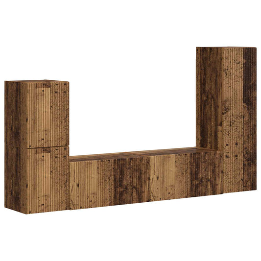 TV Cabinet Set Wall-mounted 4 pcs Old Wood Engineered Wood TV Cabinet Set Wall-mounted 4 pcs Old Wood Engineered Wood