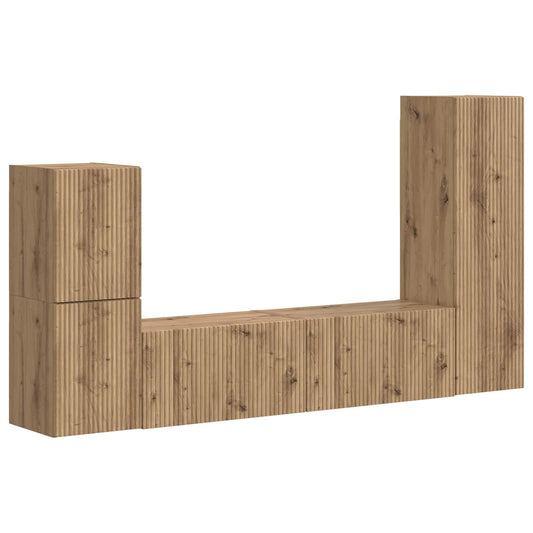 TV Cabinet Set Wall-mounted 4 pcs Artisan Oak Engineered Wood TV Cabinet Set Wall-mounted 4 pcs Artisan Oak Engineered Wood