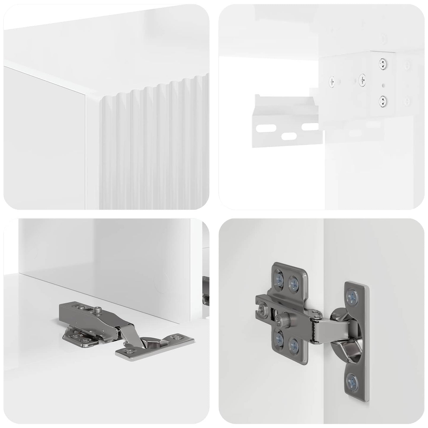 TV Cabinet Set 4 pcs High Gloss White Engineered Wood