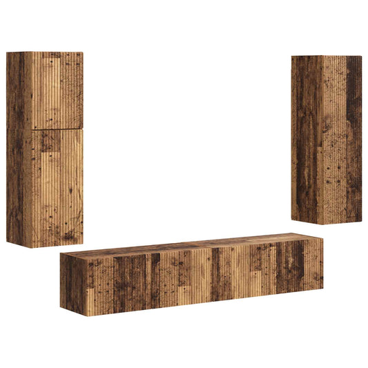 TV Cabinet Set Wall-mounted 4 pcs Old Wood Engineered Wood TV Cabinet Set Wall-mounted 4 pcs Old Wood Engineered Wood
