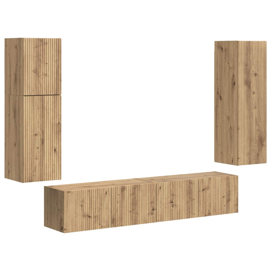 TV Cabinet Set Wall-mounted 4 pcs Artisan Oak Engineered Wood TV Cabinet Set Wall-mounted 4 pcs Artisan Oak Engineered Wood