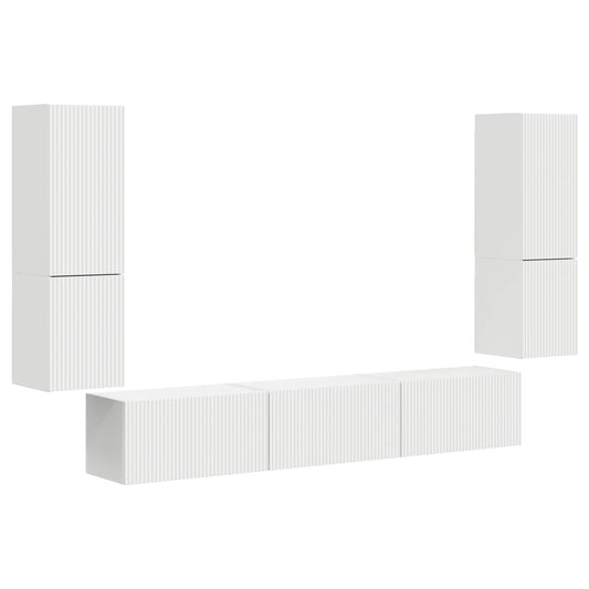 TV Cabinet Set Wall-mounted 4 pcs White Engineered Wood TV Cabinet Set Wall-mounted 4 pcs White Engineered Wood