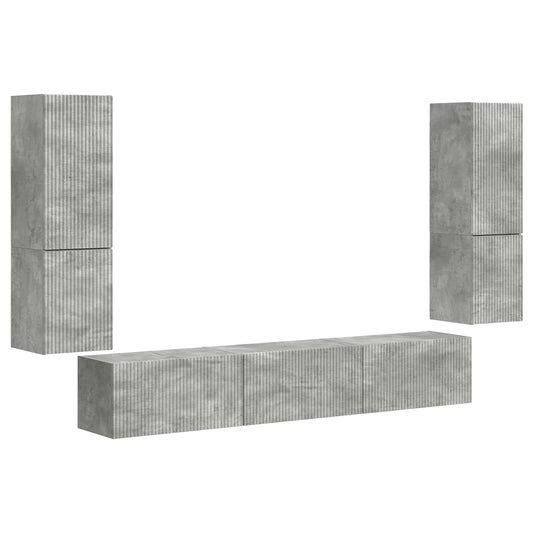 TV Cabinet Set Wall-mounted 4 pcs Concrete Grey Engineered Wood TV Cabinet Set Wall-mounted 4 pcs Concrete Grey Engineered Wood