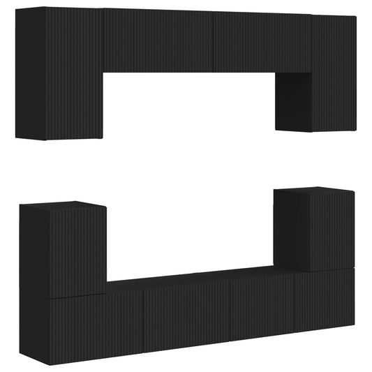TV Cabinet Set 5 pcs Black Engineered Wood TV Cabinet Set 5 pcs Black Engineered Wood