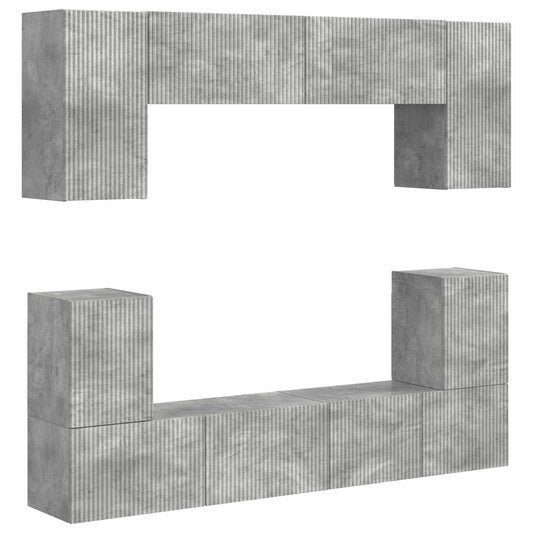 TV Cabinet Set Wall-mounted 5 pcs Concrete Grey Engineered Wood TV Cabinet Set Wall-mounted 5 pcs Concrete Grey Engineered Wood