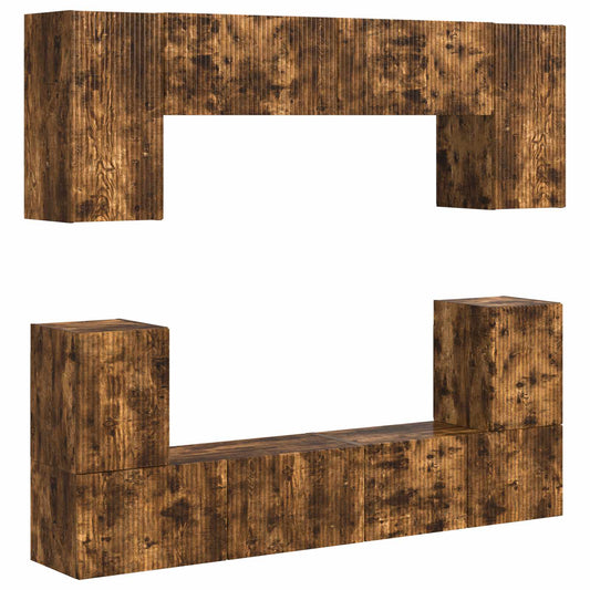 TV Cabinet Set Wall-mounted 5 pcs Smoked Oak Engineered Wood TV Cabinet Set Wall-mounted 5 pcs Smoked Oak Engineered Wood