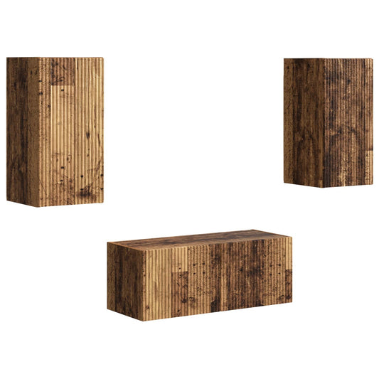 TV Cabinet Set Wall-mounted 6 pcs Old Wood Engineered Wood TV Cabinet Set Wall-mounted 6 pcs Old Wood Engineered Wood