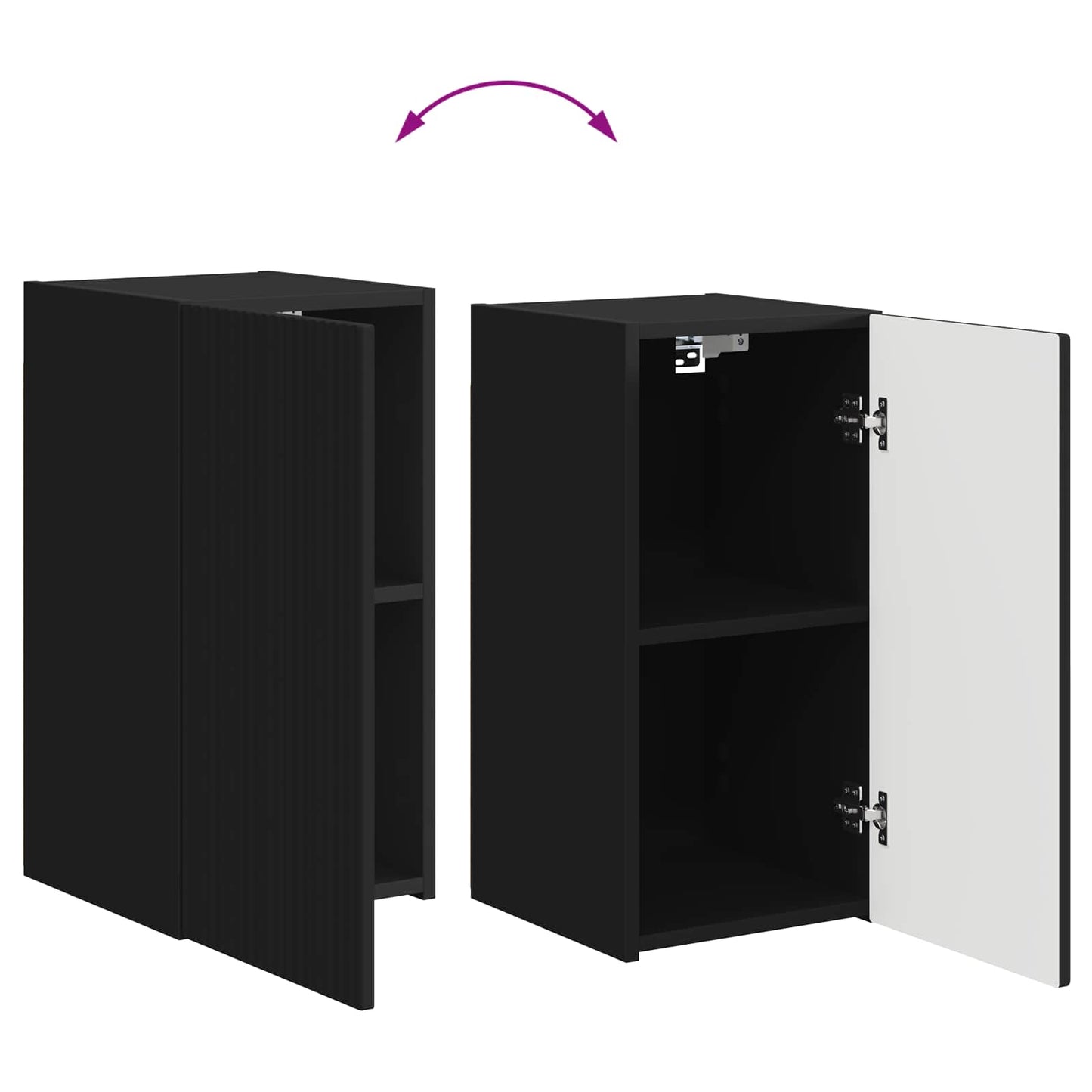 TV Cabinet Set Wall-mounted 5 pcs Black Engineered Wood