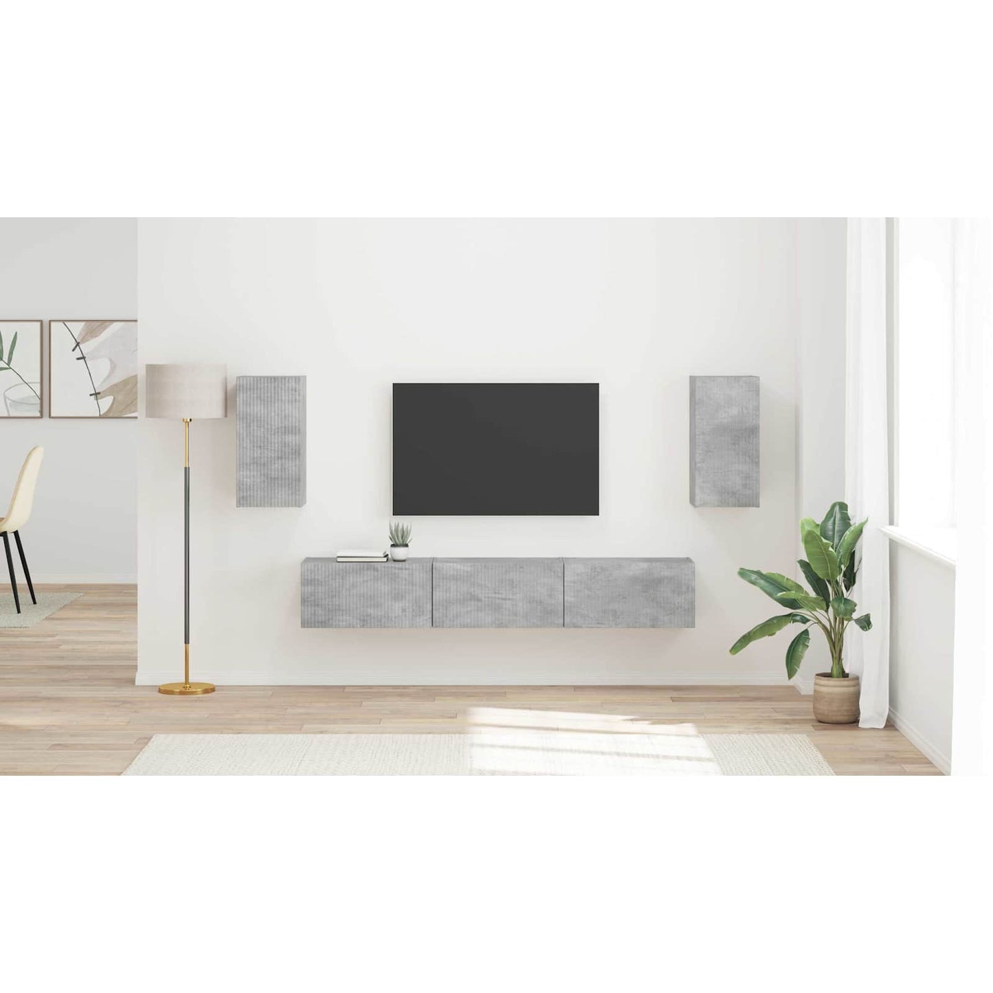 TV Cabinet Set Wall-mounted 5 pcs Concrete Grey Engineered Wood