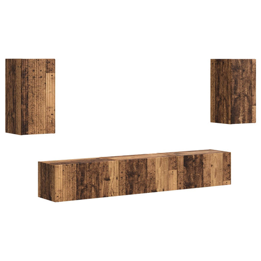 TV Cabinet Set Wall-mounted 5 pcs Old Wood Engineered Wood TV Cabinet Set Wall-mounted 5 pcs Old Wood Engineered Wood