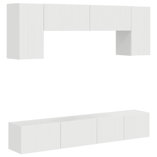 TV Cabinet Set 4 pcs High Gloss White Engineered Wood TV Cabinet Set 4 pcs High Gloss White Engineered Wood