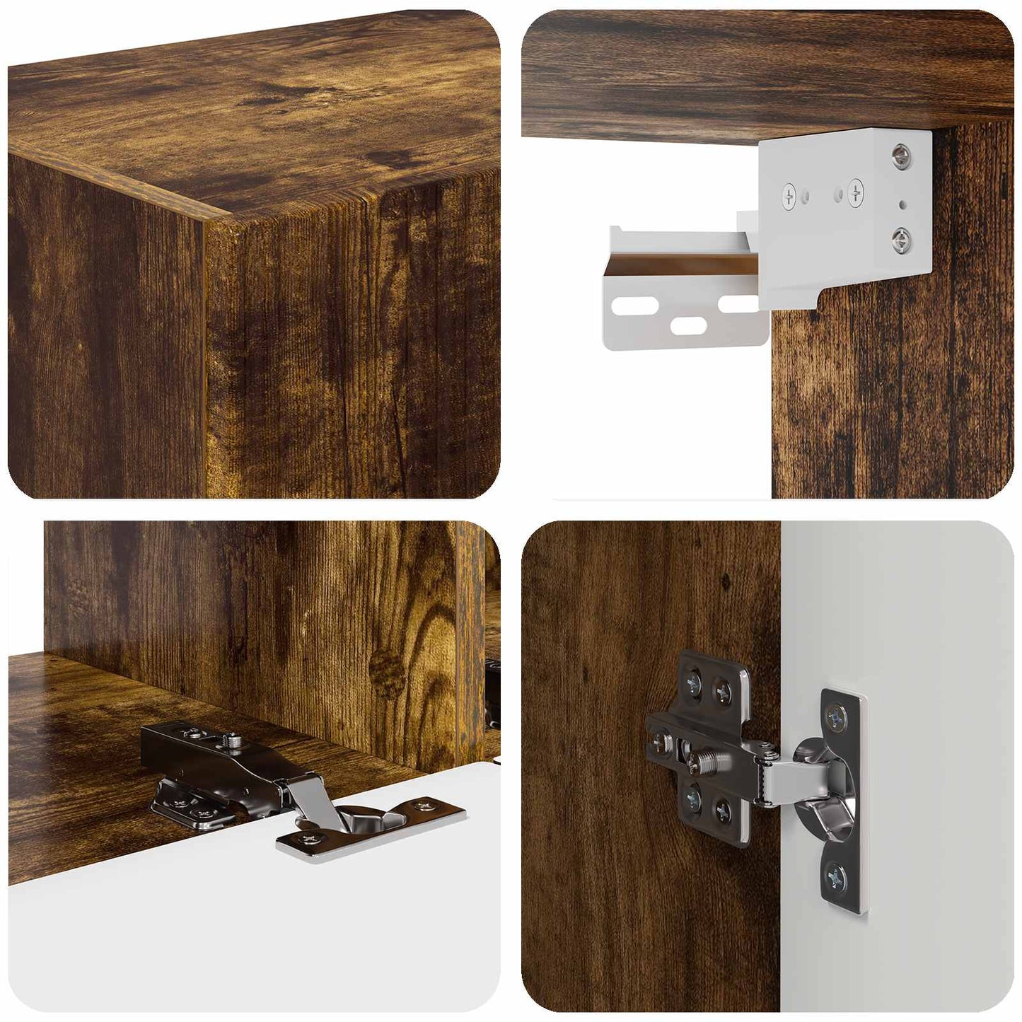 TV Cabinet Set Wall-mounted 5 pcs Smoked Oak Engineered Wood