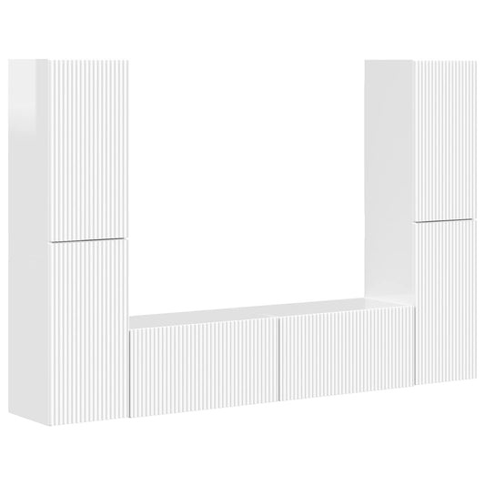 TV Cabinet Set 6 pcs High Gloss White Engineered Wood TV Cabinet Set 6 pcs High Gloss White Engineered Wood