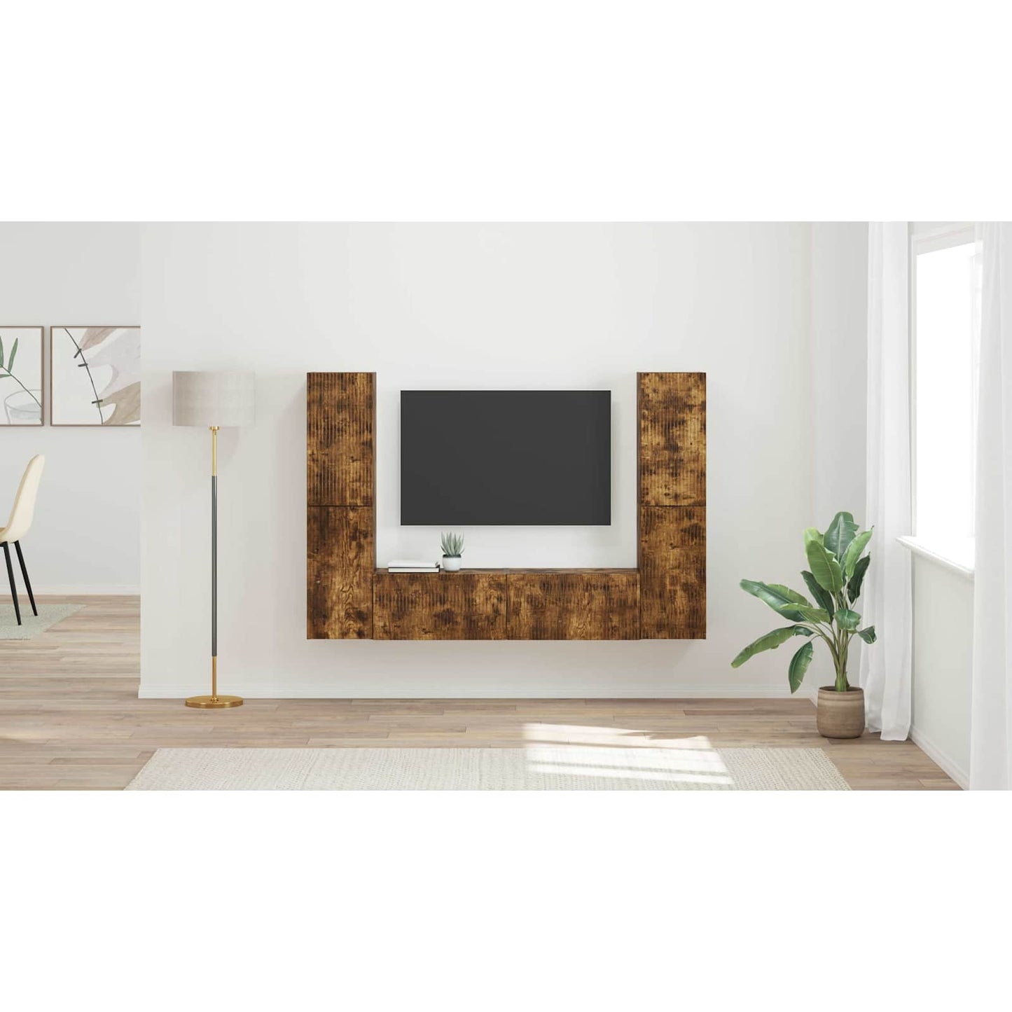 TV Cabinet Set 6 pcs Smoked Oak Engineered Wood