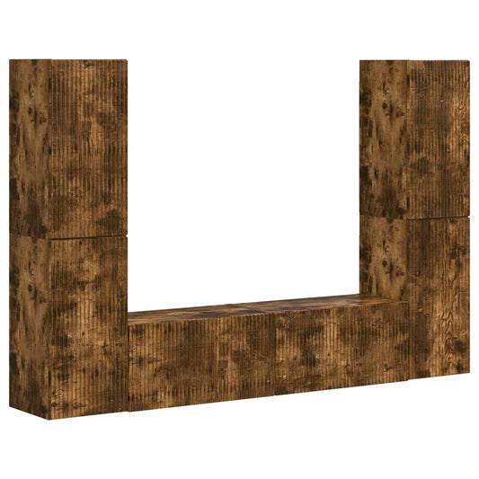TV Cabinet Set 6 pcs Smoked Oak Engineered Wood TV Cabinet Set 6 pcs Smoked Oak Engineered Wood