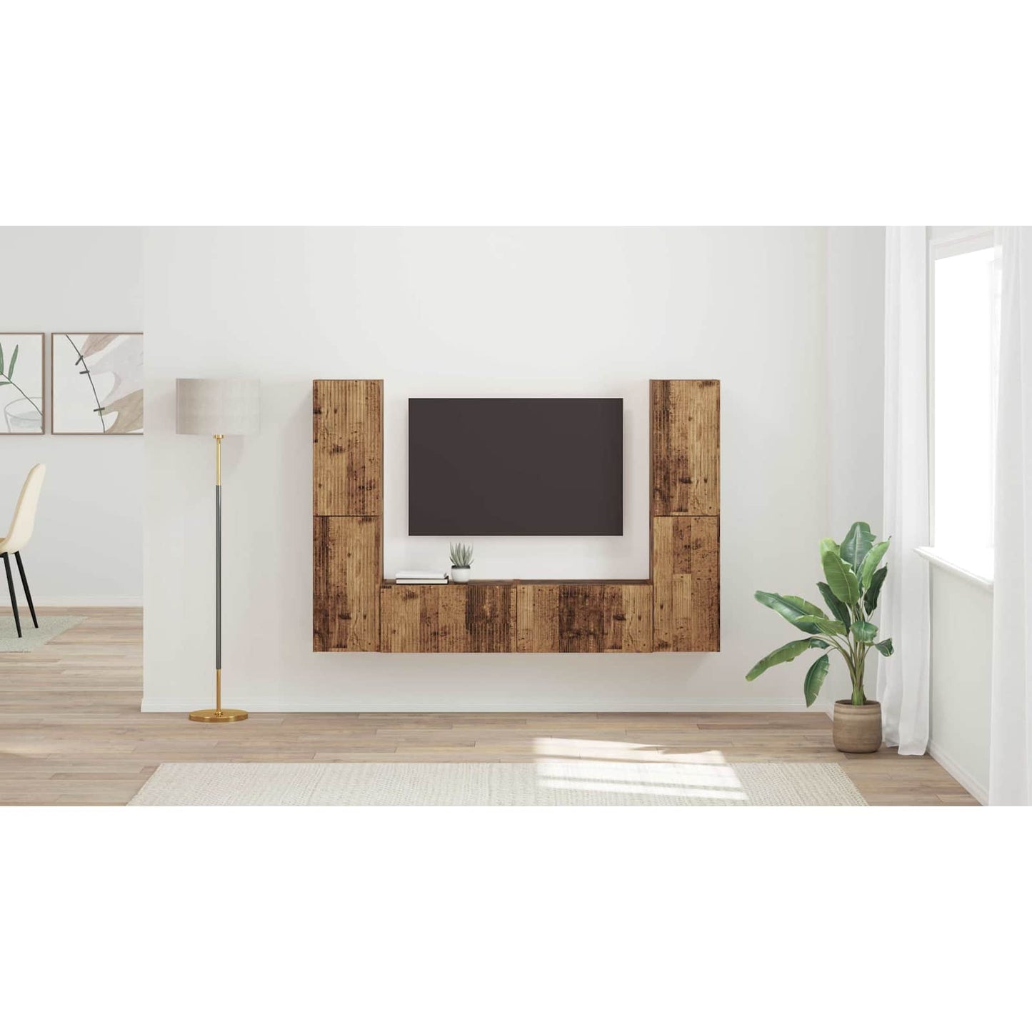 TV Cabinet Set 6 pcs Old Wood Engineered Wood