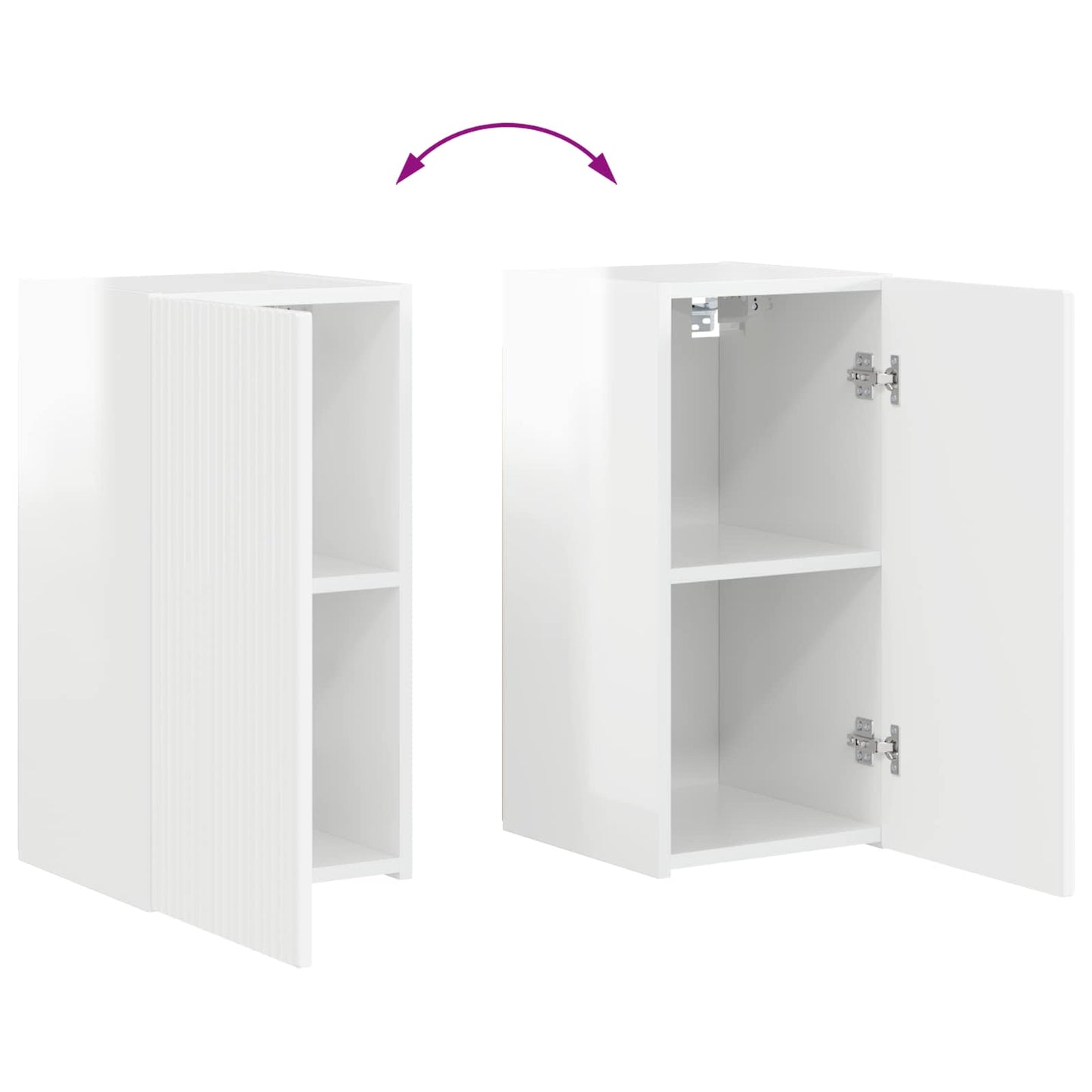 TV Cabinet Set 6 pcs High Gloss White Engineered Wood