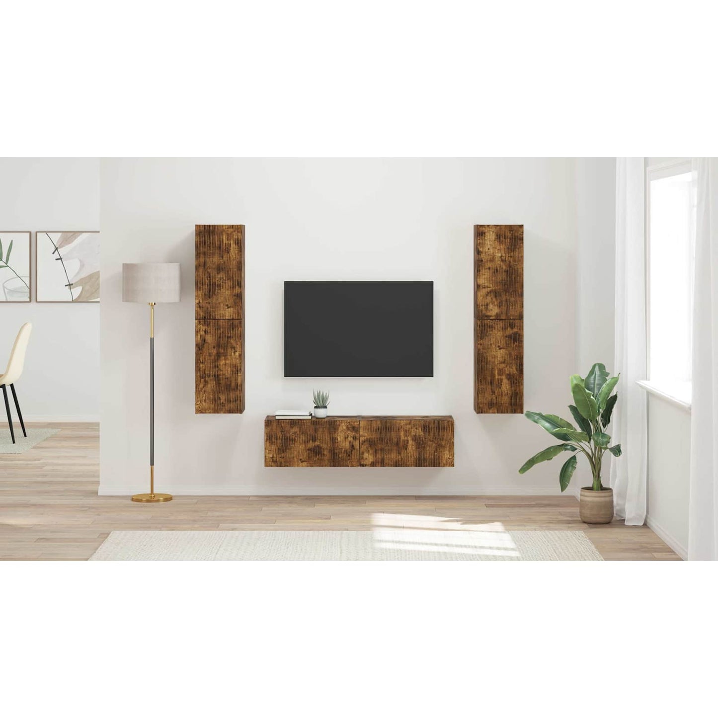 TV Cabinet Set 6 pcs Smoked Oak Engineered Wood