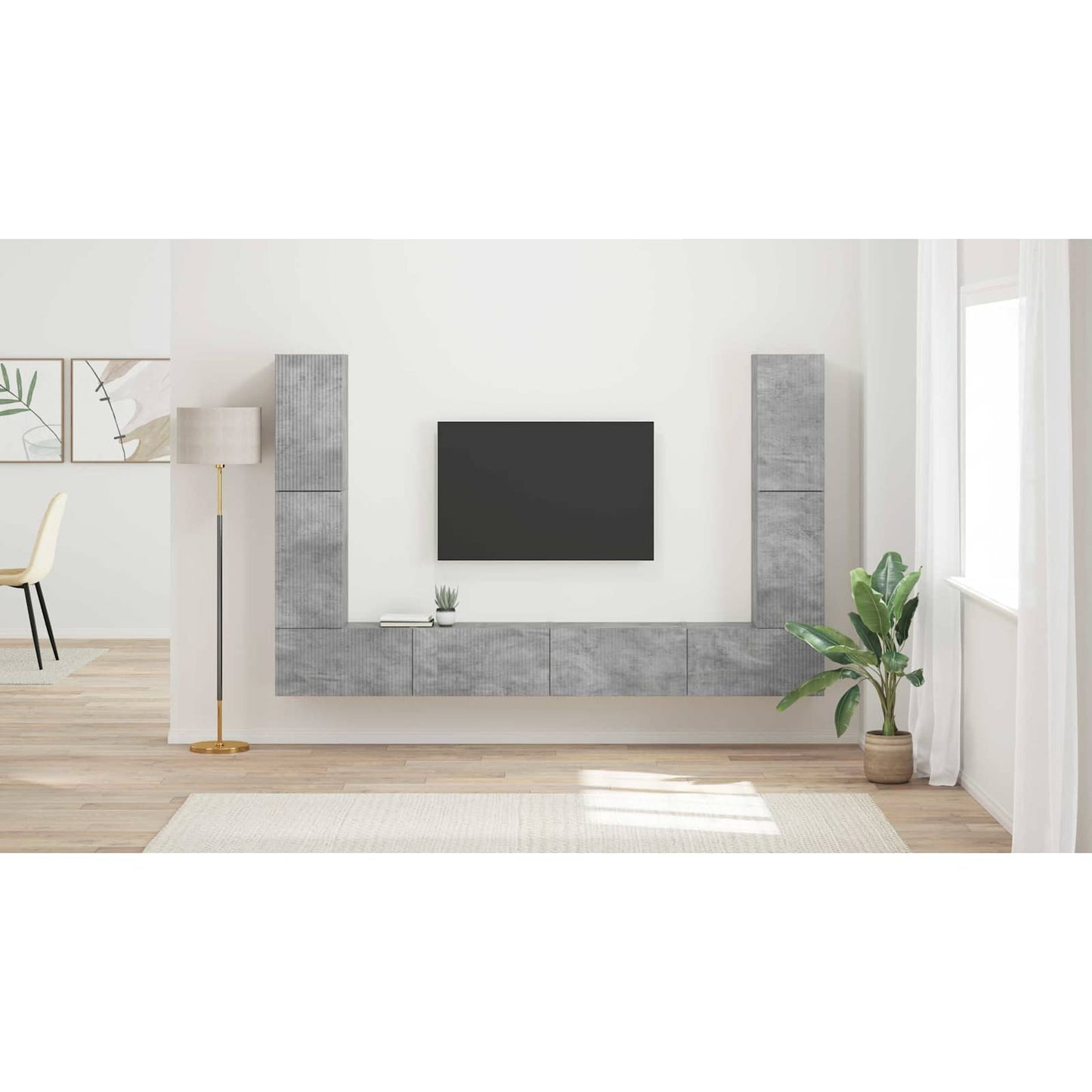 TV Cabinet Set 8 pcs Concrete Grey Engineered Wood