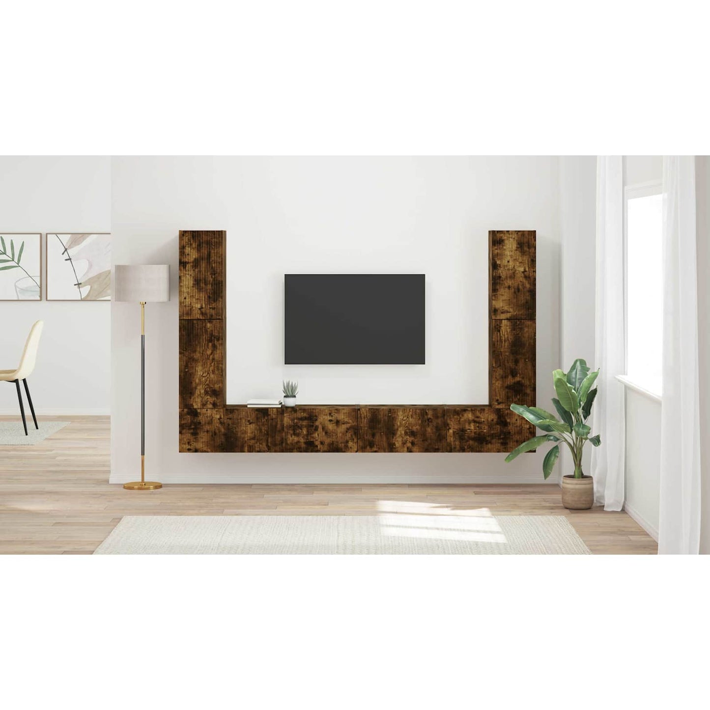 TV Cabinet Set 8 pcs Smoked Oak Engineered Wood