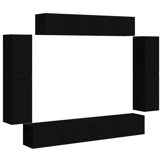 TV Cabinet 8 pcs Black TV Cabinet 8 pcs Black