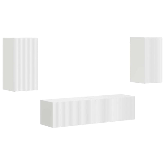 TV Cabinet Set 4 pcs White Engineered Wood TV Cabinet Set 4 pcs White Engineered Wood