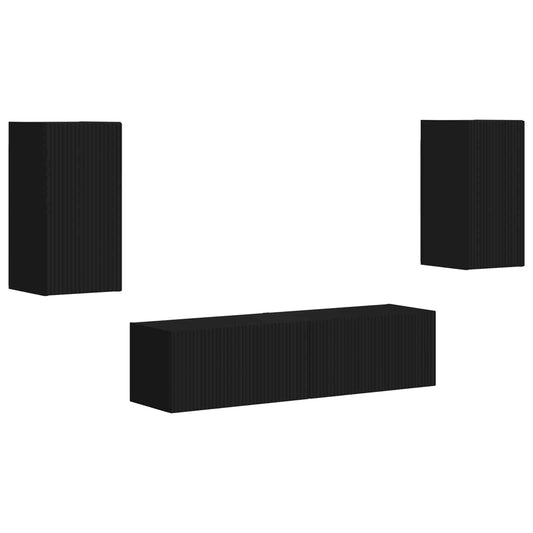 TV Cabinet Set 4 pcs Black Engineered Wood TV Cabinet Set 4 pcs Black Engineered Wood