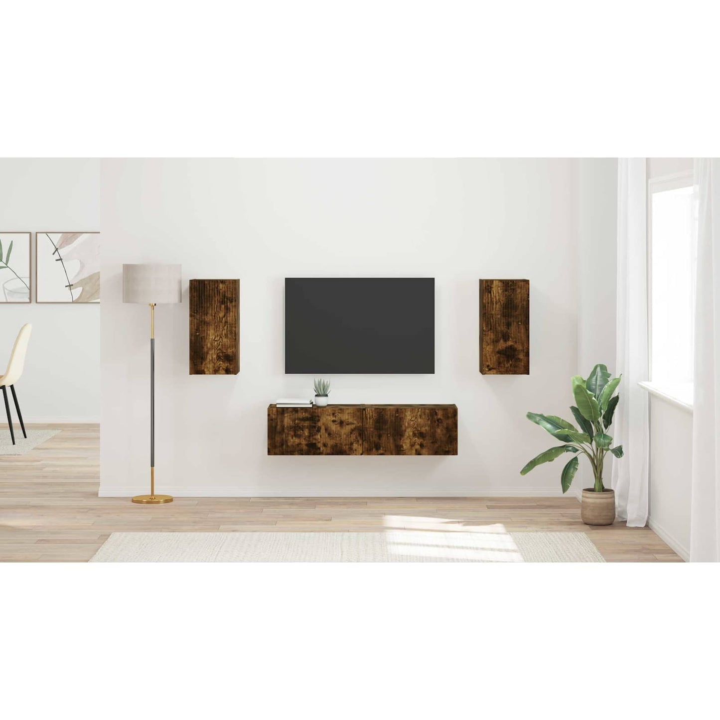 TV Cabinet Set 4 pcs Smoked Oak Engineered Wood
