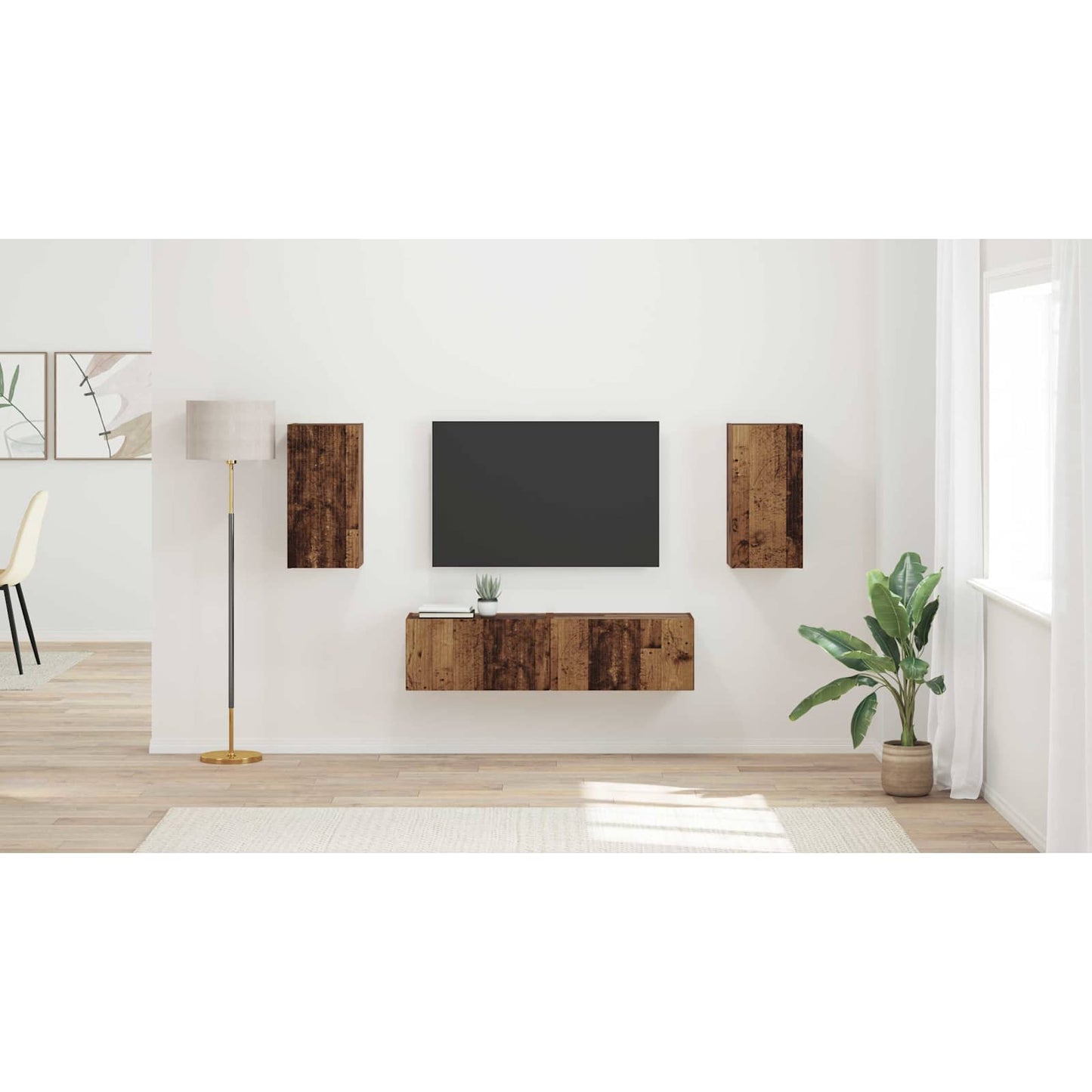 TV Cabinet Set 4 pcs Old Wood Engineered Wood