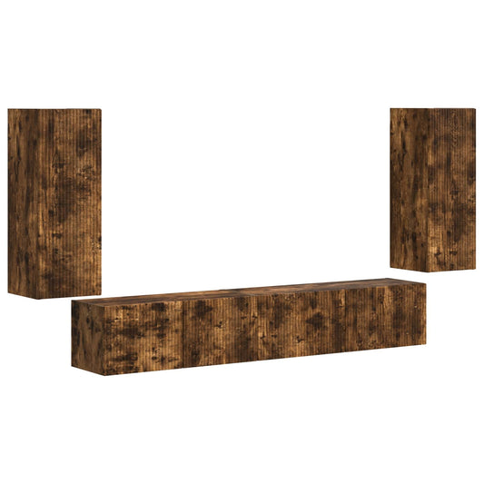 TV Cabinet Set 4 pcs Smoked Oak Engineered Wood TV Cabinet Set 4 pcs Smoked Oak Engineered Wood