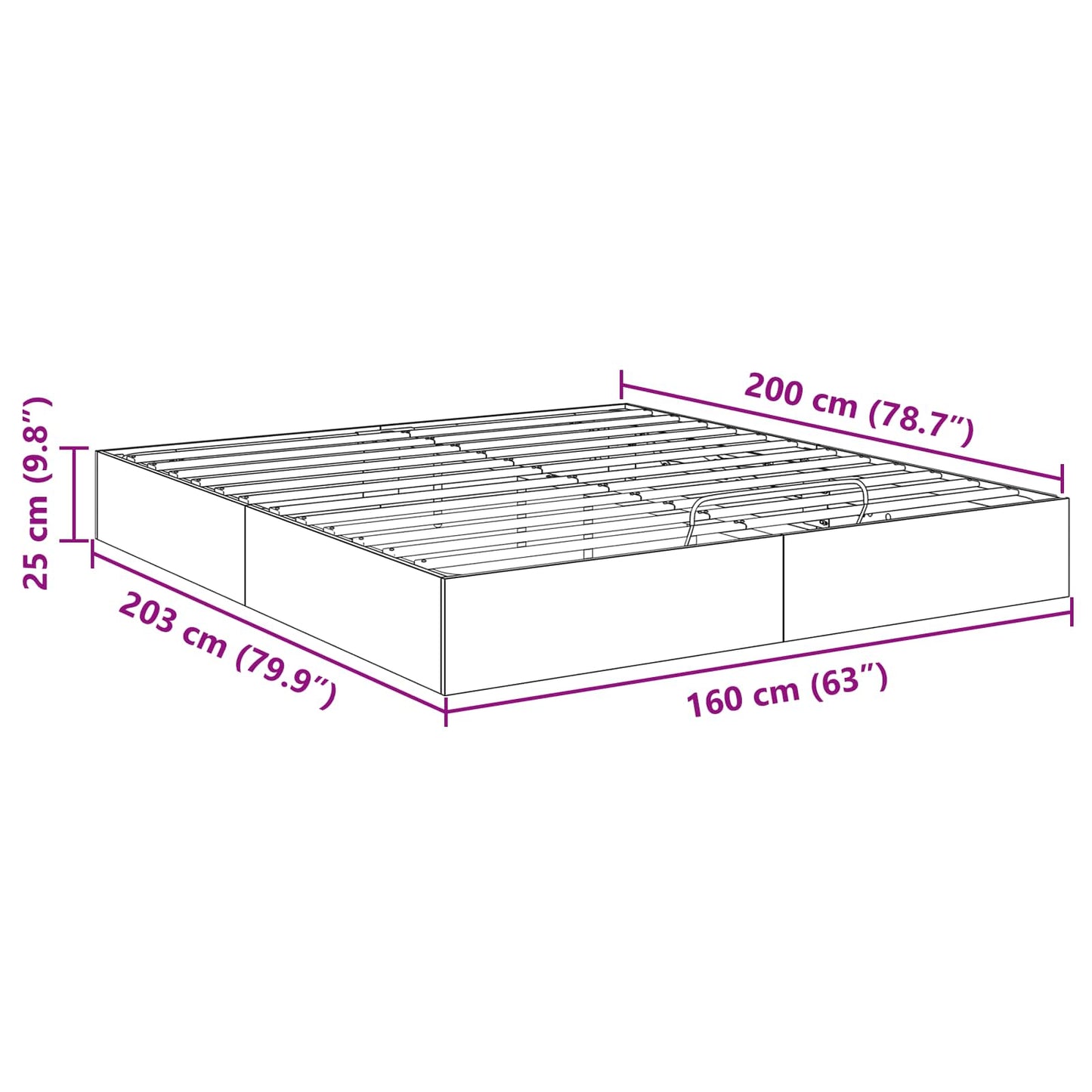 Ottoman Bed Frame Smoked Oak 203 x 160 x 25 cm Engineered Wood