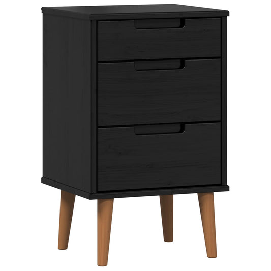 Bedside Cabinet MOLDE Black 40 x 35 x 65 cm Solid Pine Wood Bedside Cabinet MOLDE Black 40 x 35 x 65 cm Solid Pine Wood