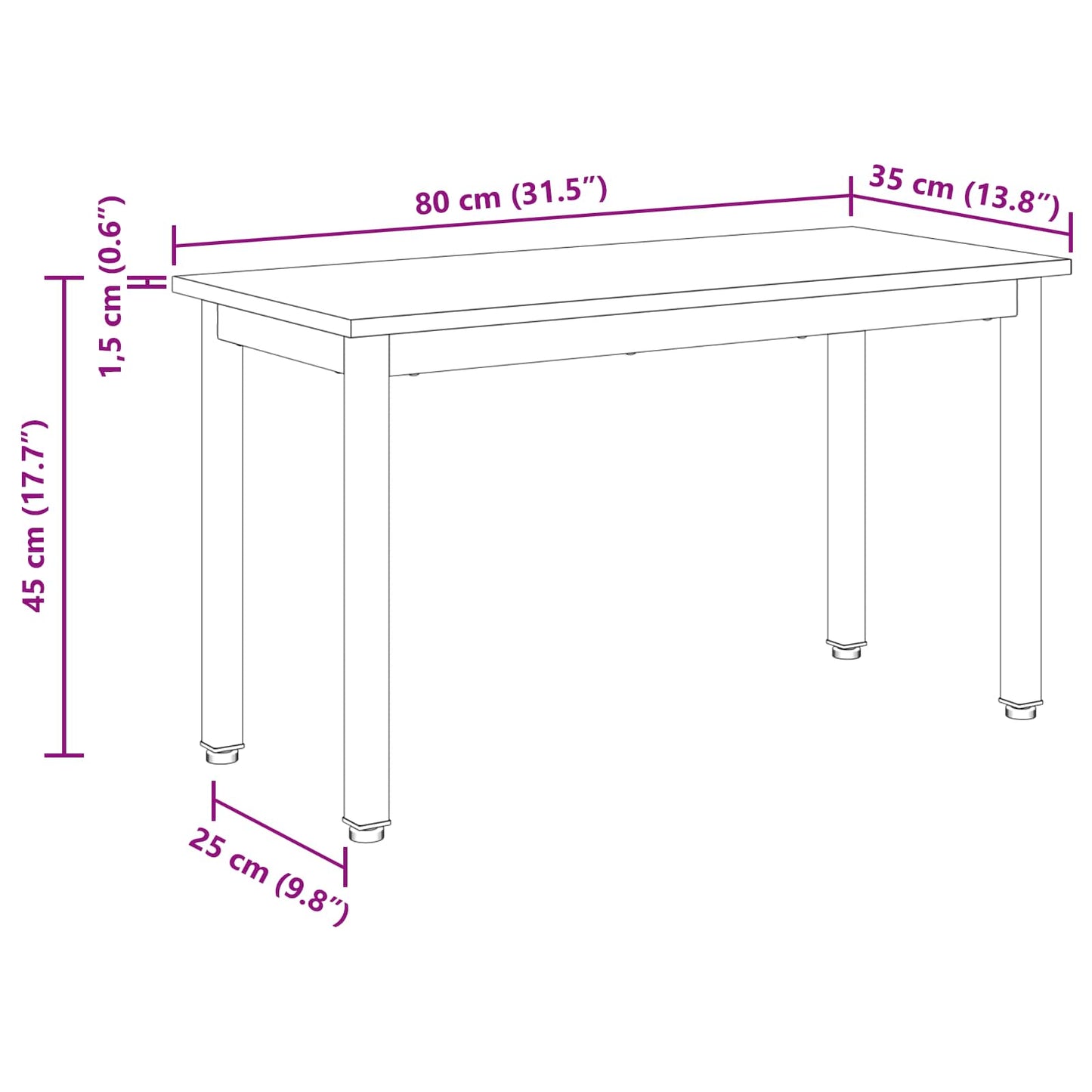 Bench Black Oak 80 x 35 x 45 cm Engineered Wood