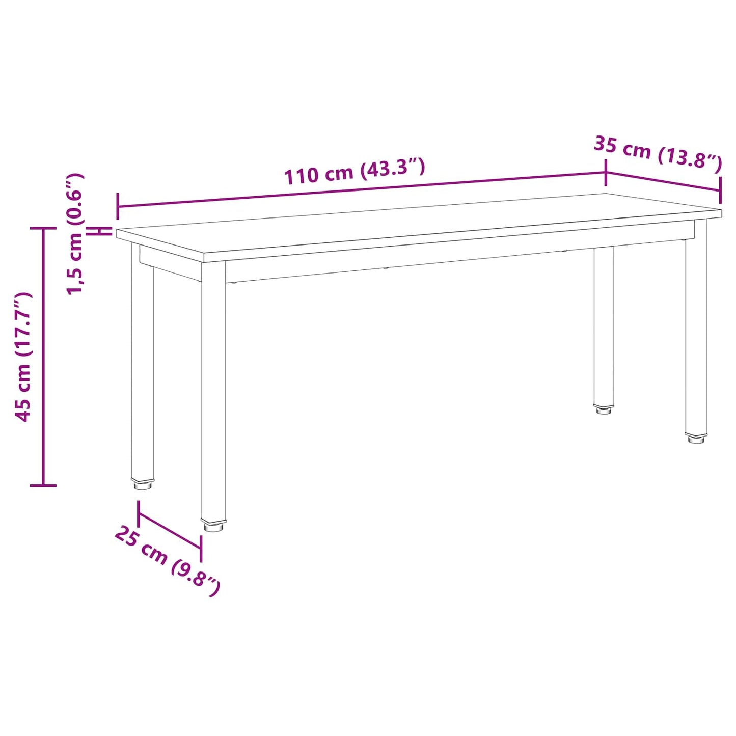 Bench Grey Sonoma 110 x 35 x 45 cm Engineered Wood