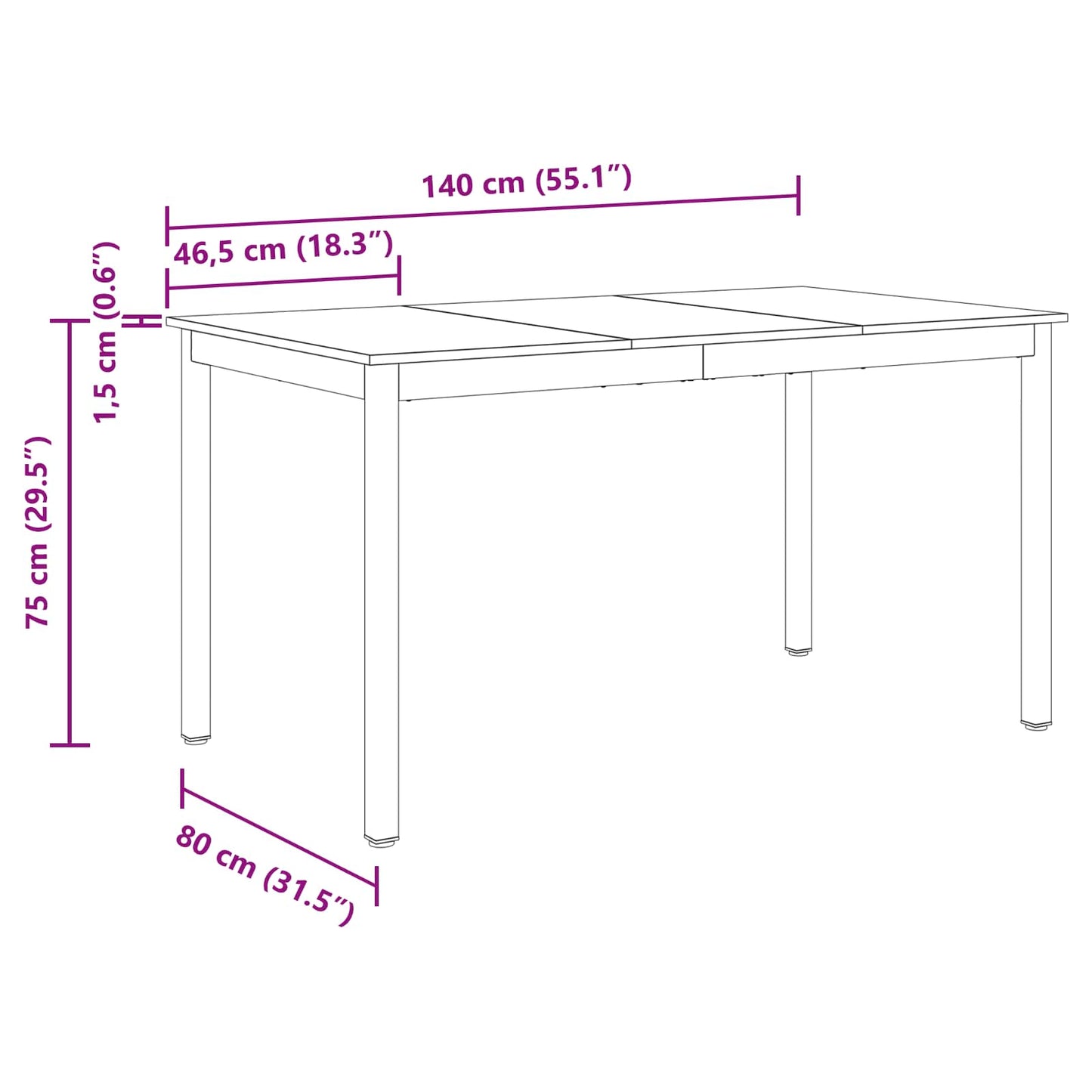 Dining Tables 140 x 80 x 75 cm Engineered Wood Smoked Oak