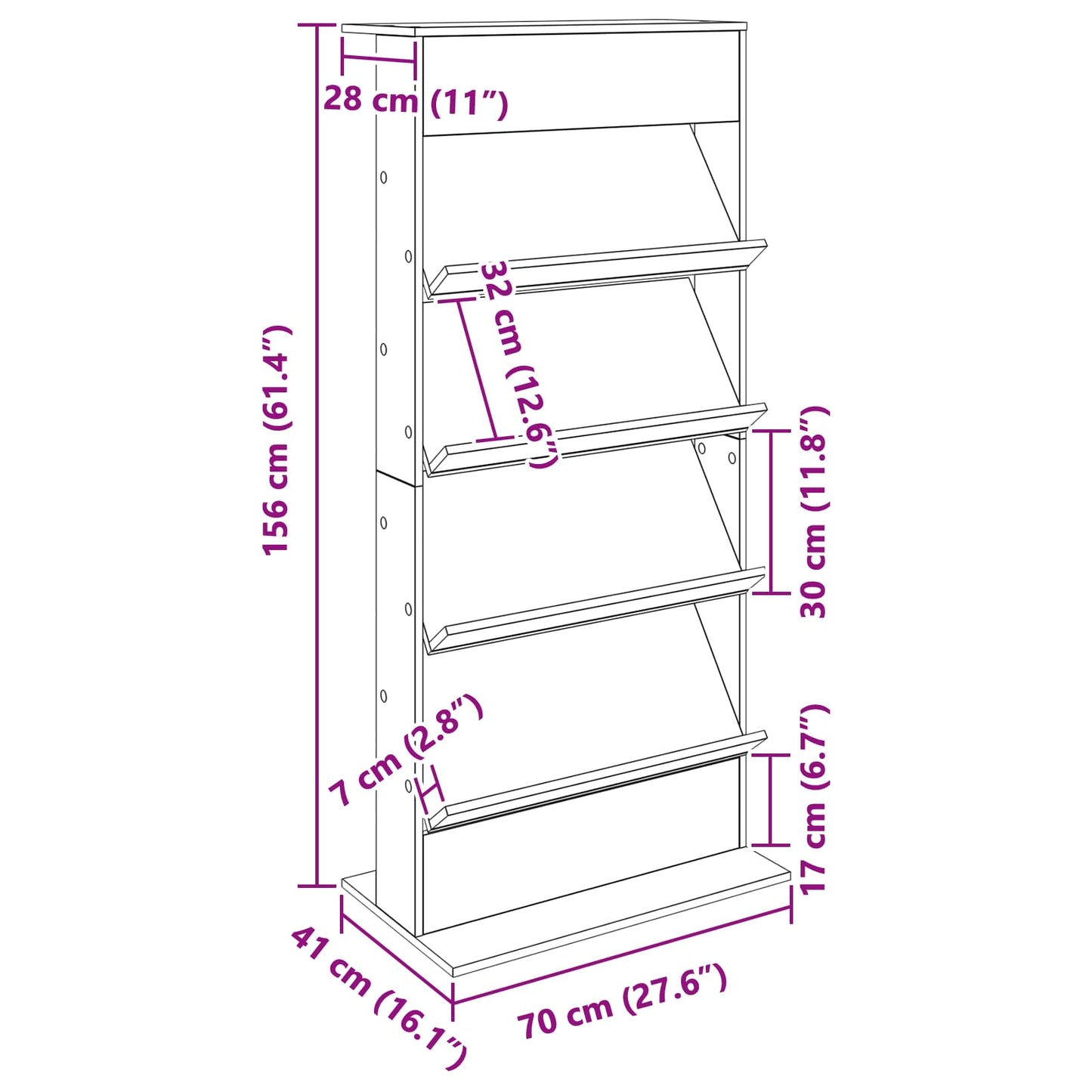 Magazine Rack Grey Sonoma 70 x 41 x 156 cm Engineered Wood