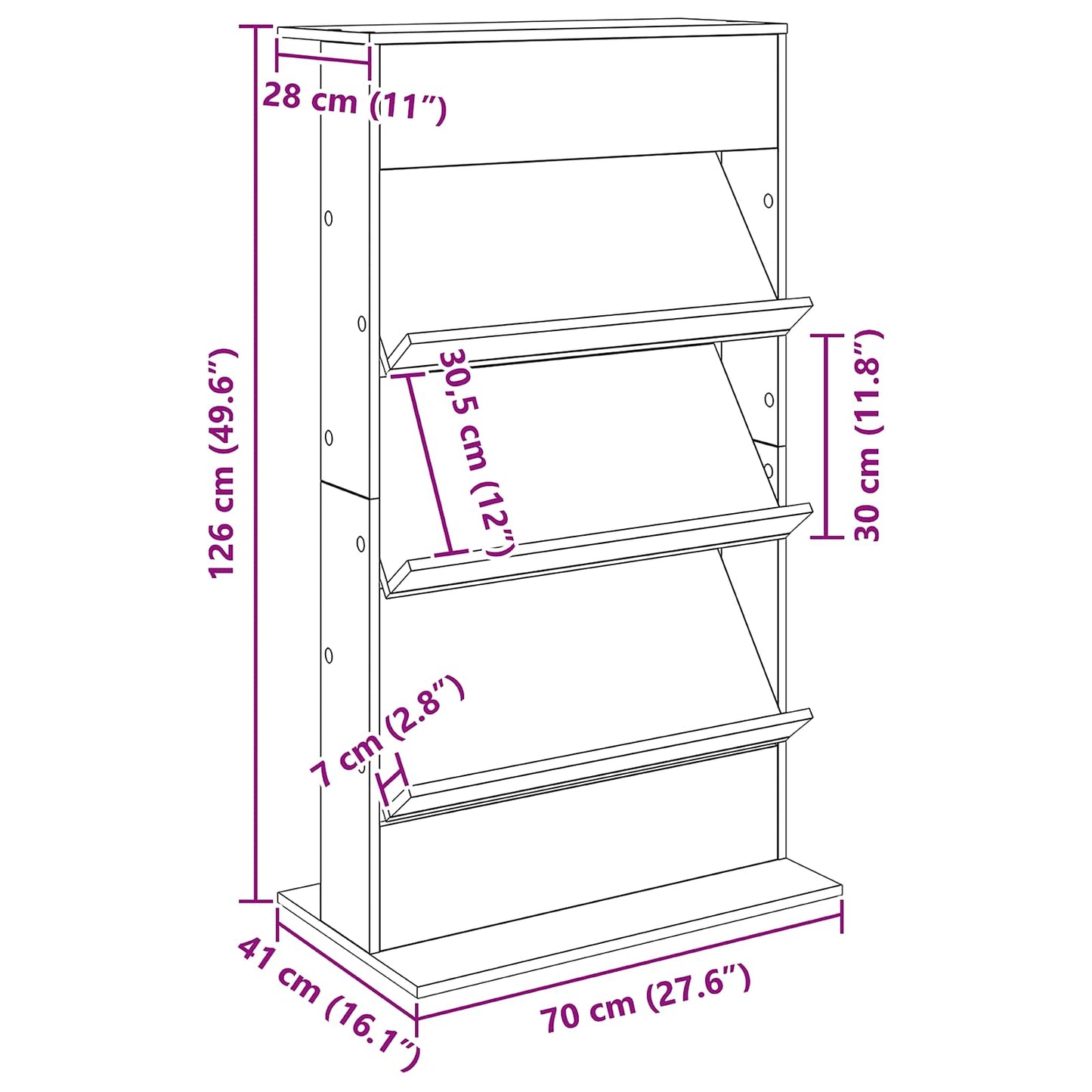 Magazine Rack Smoked Oak 70 x 41 x 126 cm Engineered Wood