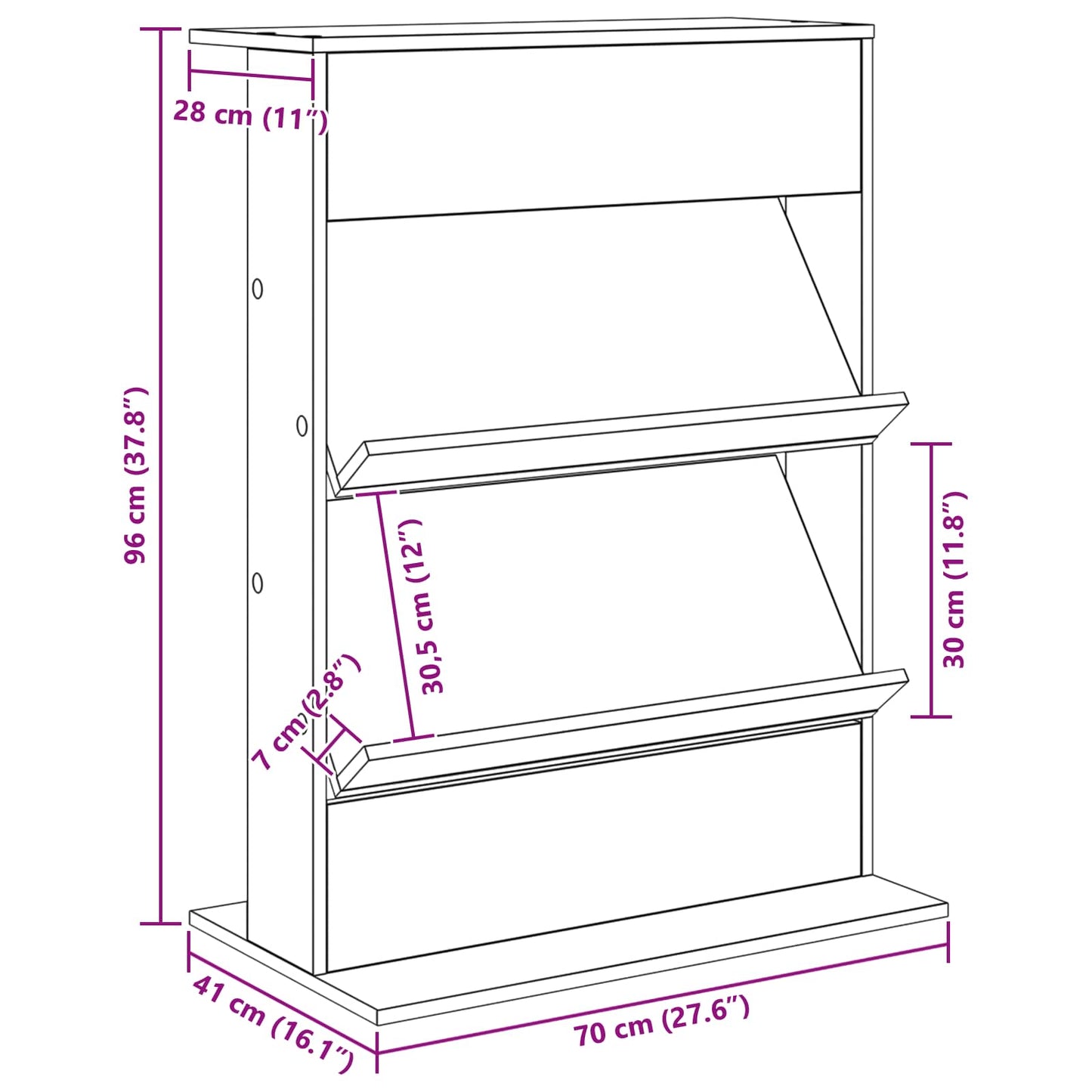 Magazine Rack Concrete Grey 70 x 41 x 96 cm Engineered Wood