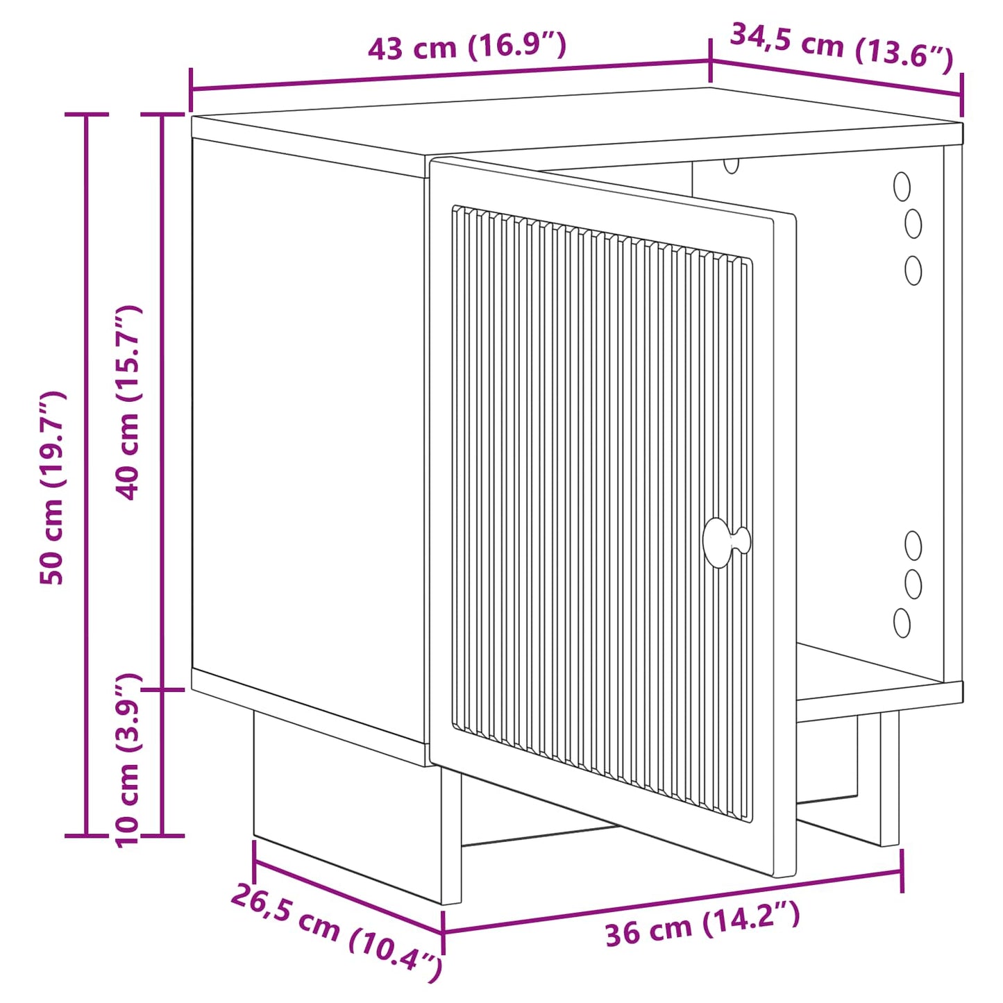 Bedside Cabinet 2 pcs Old Wood 43 x 34.5 x 50 cm