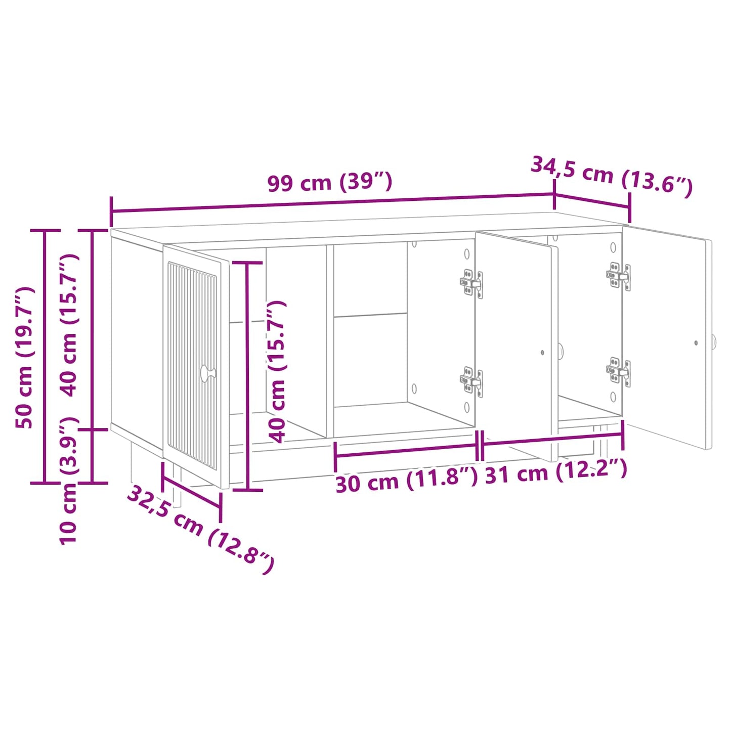 TV Cabinet 99 x 34.5 x 50 cm Sonoma Oak Engineered Wood