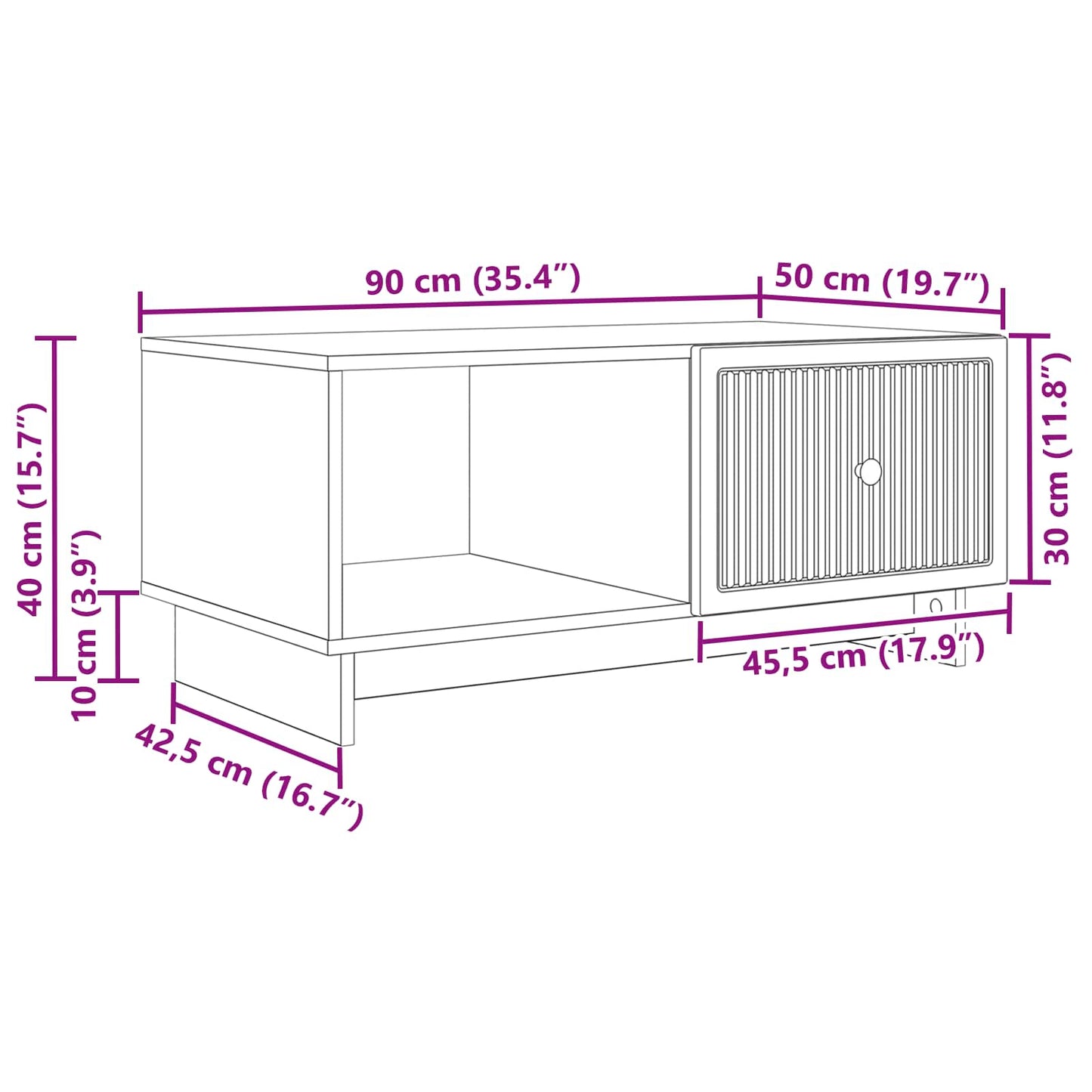 Coffee Table Black 90 x 50 x 40 cm Engineered Wood