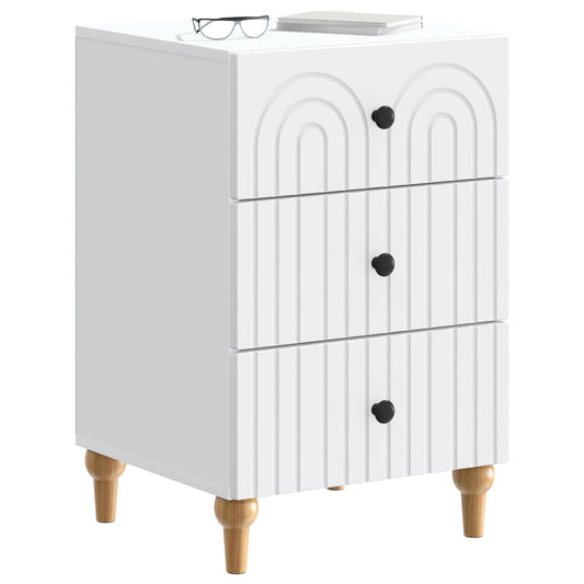 Bedside Cabinet White 43x 41 x 66.5 cm Engineered Wood Bedside Cabinet White 43x 41 x 66.5 cm Engineered Wood